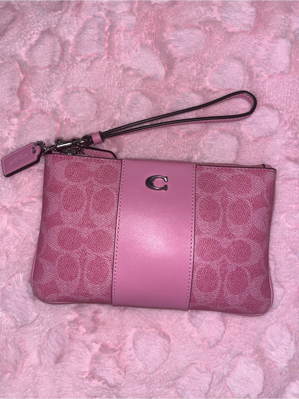 Coach vivid pink signature wristlet